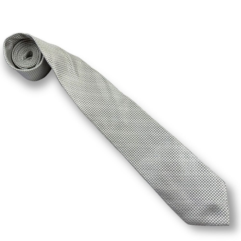 Nicole Miller silver woven silk tie